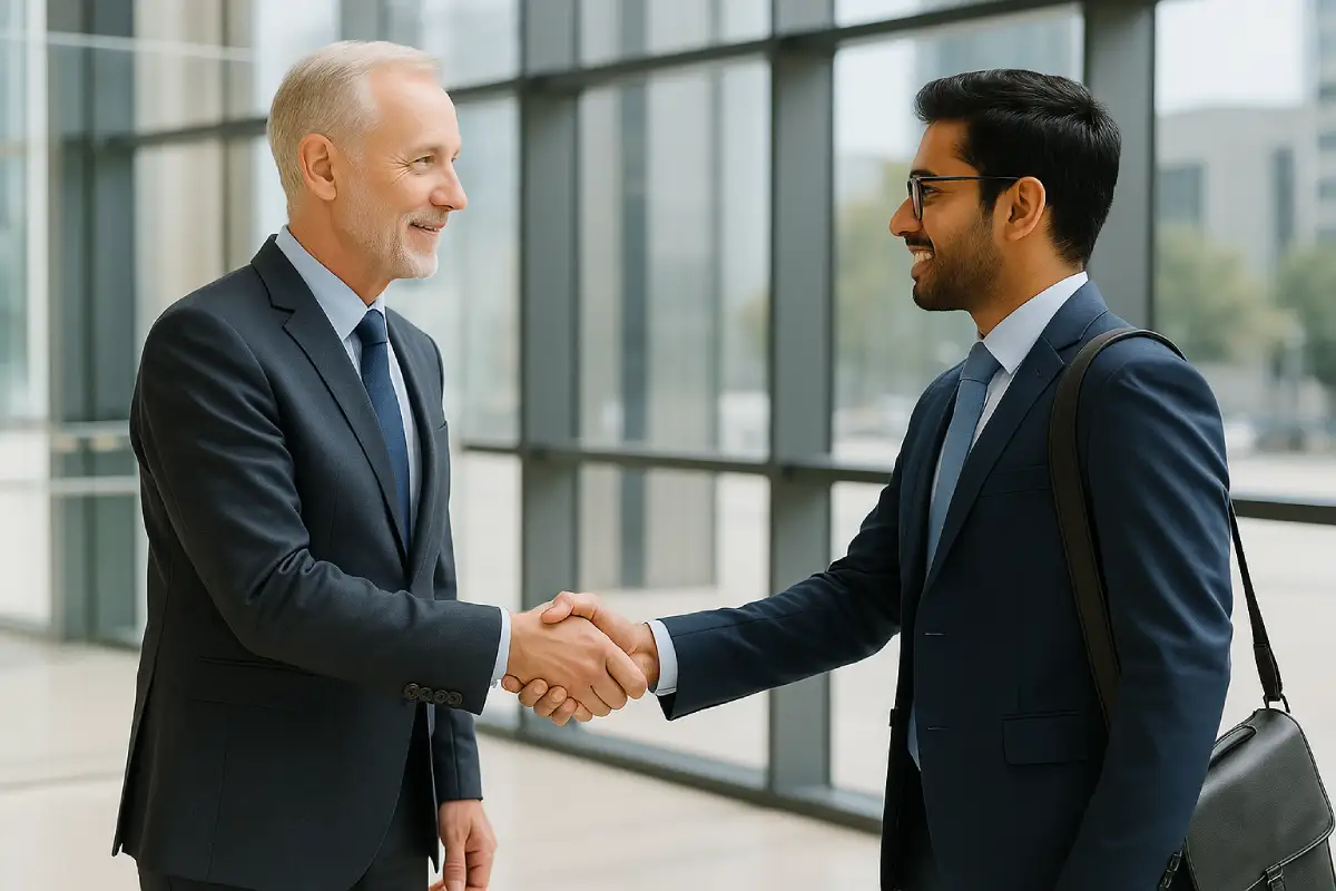 6 Useful Types of Visa for Indians to Travel Abroad 3 Indian businessperson meeting overseas showing Business Types of Visa