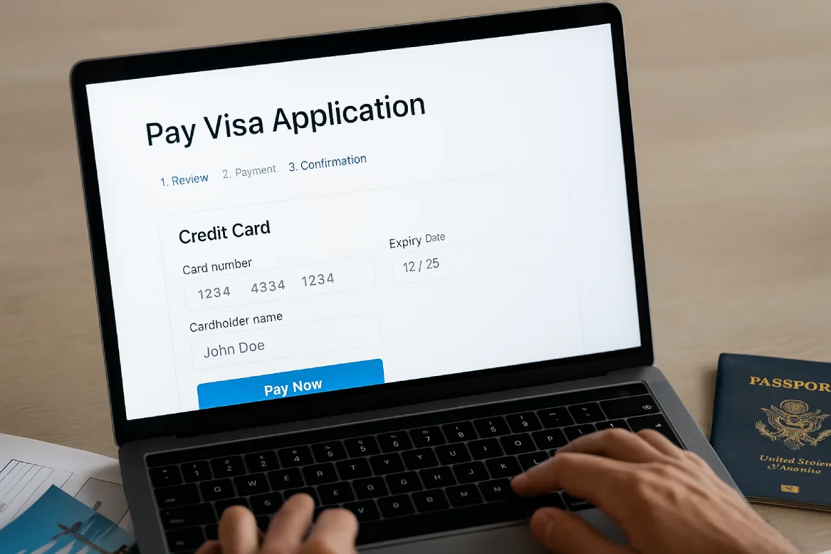 Visa payment screen on laptop