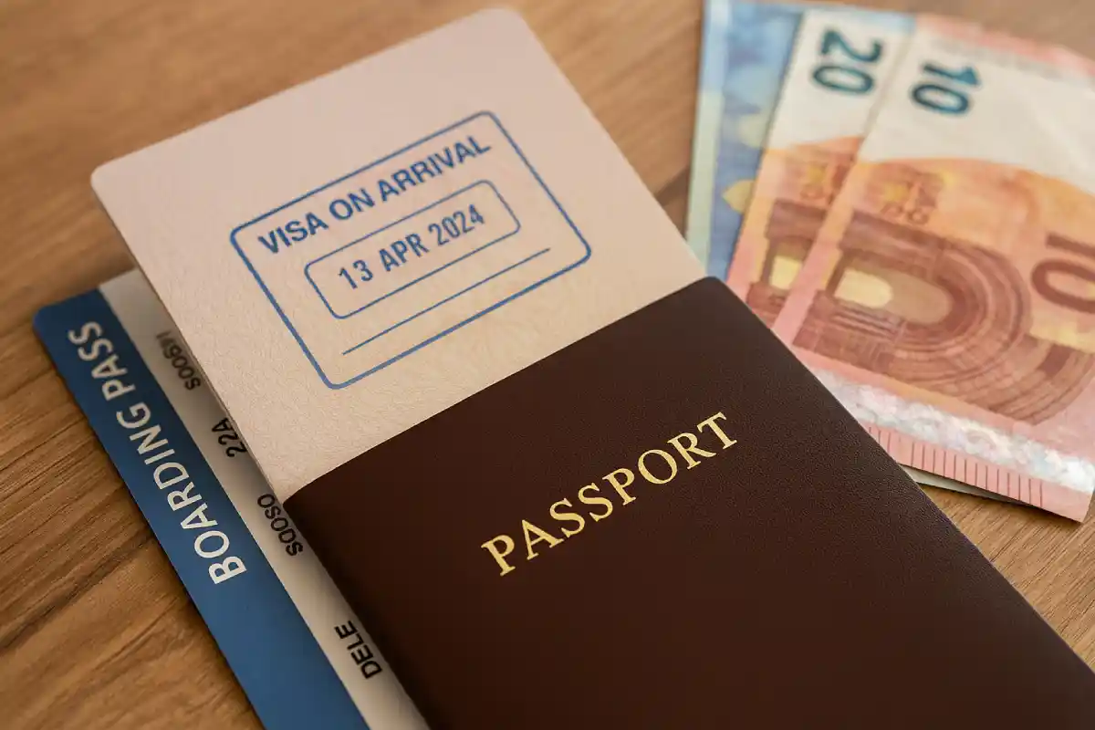 What is Visa on Arrival? Complete Guide for Indian Passport Holders 2 Passport stamped with visa on arrival on travel desk – what is visa on arrival